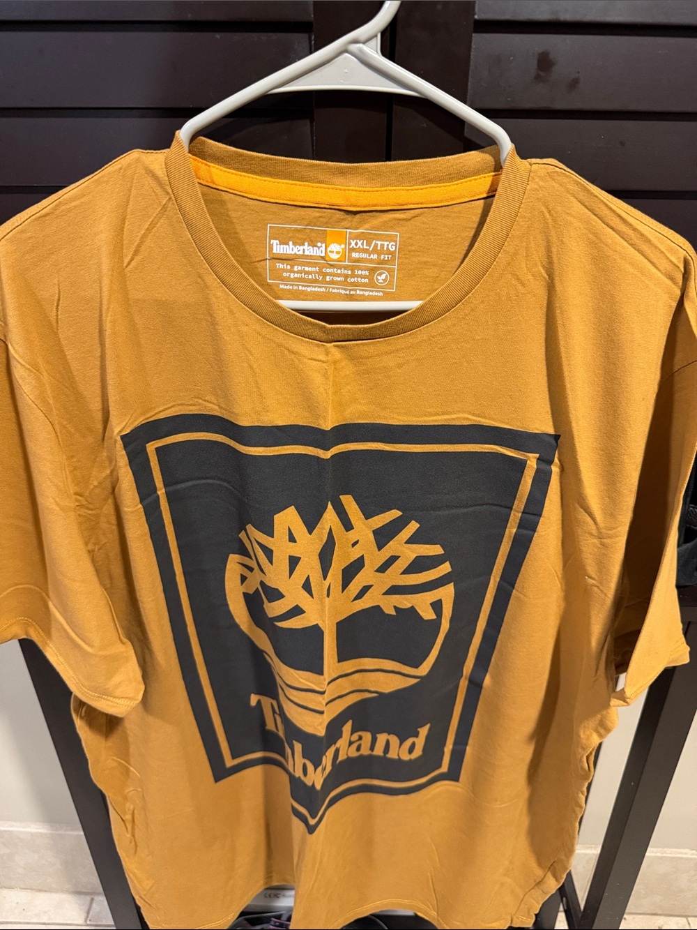 Timberland Mustard Yellow Crew Neck Tee with Navy Logo